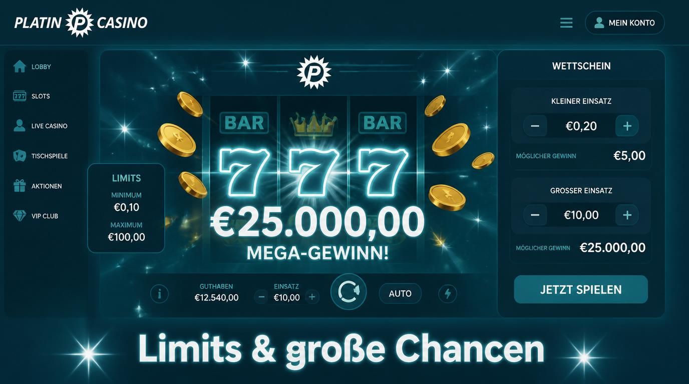 Ein Wettschein zeigt Minimum- und Maximum-Limits neben groß dargestelltem Auszahlungsbetrag.